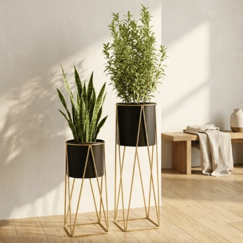Midnight Aura Luxe Planter Stand Set