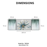 Azure Bloom Trio – Hand-Painted Floral Oil Painting Set (3 Pieces) - Image 3