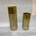 Golden Lace Cylinder Luxe Metal Planter Stand - Image 3