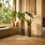 Golden Lace Cylinder Luxe Metal Planter Stand - Image 6