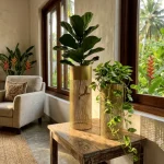 Golden Lace Cylinder Luxe Metal Planter Stand - Image 7