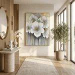 Ivory Bloom – Hand-Painted Floral Oil Painting - Image 4