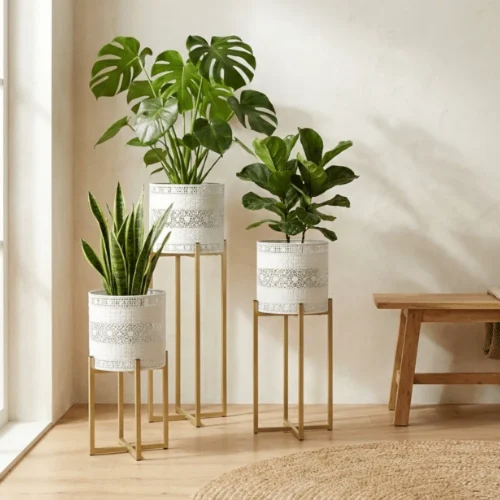 Pearl Lace Luxe Planter Stand Set