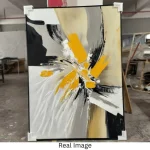 Golden Burst – Hand-Painted Contemporary Abstract Oil Painting - Image 3