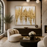 Golden Symphony – Hand-Painted Abstract Oil Painting - Image 4