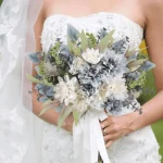 Artificial Blue & Ivory Garden Bouquet - Image 5