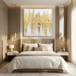 Golden Symphony – Hand-Painted Abstract Oil Painting - Image 2