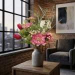 Mixed Spring Flower Arrangement featuring vibrant red and pink dahlia flowers - Image 3