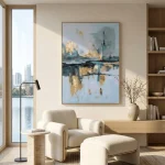 Golden Horizon – Hand-Painted Abstract Landscape Oil Painting - Image 2
