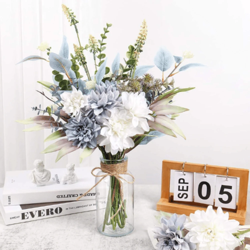 17-47 Artificial Blue & Ivory Garden Bouquet