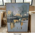 Golden Horizon – Hand-Painted Abstract Landscape Oil Painting - Image 5