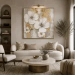 Auric Petal – Hand-Painted Floral Oil Painting - Image 4