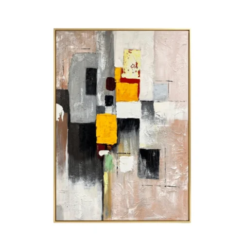 Urban Blocks – Hand-Painted Geometric Abstract Oil Painting