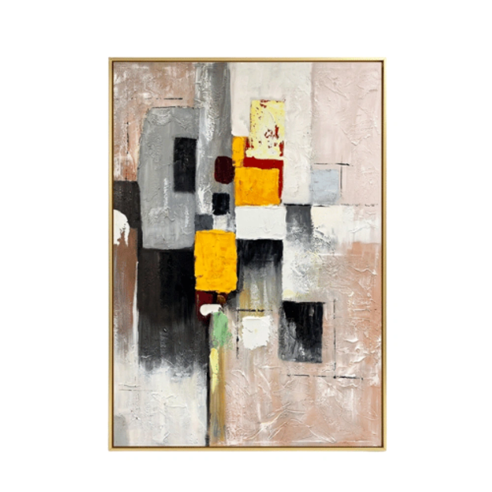 20-20 Urban Blocks – Hand-Painted Geometric Abstract Oil Painting