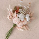 Artificial Peach & Ivory Garden Bouquet - Image 4