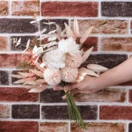 Artificial Peach & Ivory Garden Bouquet - Image 5