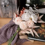 Artificial Peach & Ivory Garden Bouquet - Image 6