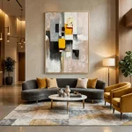 Urban Blocks – Hand-Painted Geometric Abstract Oil Painting - Image 4