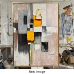 Urban Blocks – Hand-Painted Geometric Abstract Oil Painting - Image 2