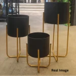 Midnight Luxe Metal Plant Stand Set - Image 3