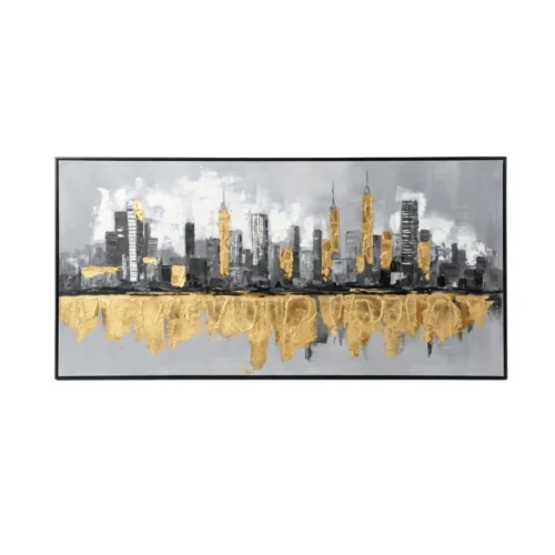 Metropolitan Luxe – Hand-Painted Cityscape Oil Painting