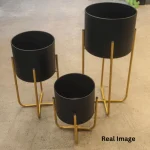 Midnight Luxe Metal Plant Stand Set - Image 4