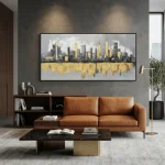 Metropolitan Luxe – Hand-Painted Cityscape Oil Painting - Image 4