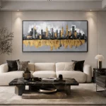 Metropolitan Luxe – Hand-Painted Cityscape Oil Painting - Image 5