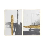 Golden Contrast – Hand-Painted Abstract Oil Painting Set (2 Pieces)
