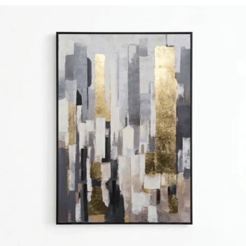 Metropolitan Glow – Hand-Painted Geometric Abstract Oil Painting
