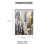 Metropolitan Glow – Hand-Painted Geometric Abstract Oil Painting - Image 3