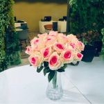 Single Stem Velvet Artificial Champagne Pink Rose Flower  - Image 6