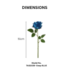Single Stem Velvet Artificial Deep Blue Rose Flower  - Image 2