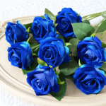 Single Stem Velvet Artificial Deep Blue Rose Flower  - Image 3