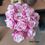 Single Stem Velvet Artificial Candy Blush Rose Flower  - Image 3
