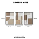 Architectural Form Trio – Hand-Painted Abstract Oil Painting Set (3 Pieces) - Image 3