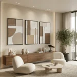 Architectural Form Trio – Hand-Painted Abstract Oil Painting Set (3 Pieces) - Image 2