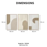 Soft Curve Trio – Hand-Painted Abstract Oil Painting Set (3 Pieces) - Image 3