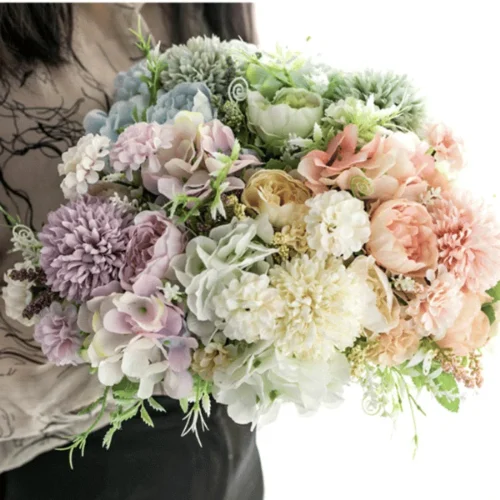 Peony Hydrangea Button Mum Bouquet
