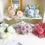 Artificial Peony Hydrangea Button Mum Bouquet - Image 26
