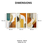Golden Arc Trio – Hand-Painted Abstract Oil Painting Set (3 Pieces) - Image 3