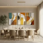 Golden Arc Trio – Hand-Painted Abstract Oil Painting Set (3 Pieces) - Image 2