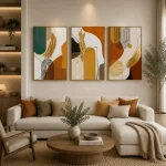 Golden Arc Trio – Hand-Painted Abstract Oil Painting Set (3 Pieces) - Image 4