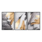 Golden Motion Trio – Canvas Printed Wall Art Set (3 Pieces)