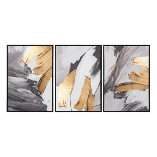Golden Motion Trio – Canvas Printed Wall Art Set (3 Pieces)