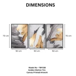 Golden Motion Trio – Canvas Printed Wall Art Set (3 Pieces) - Image 3