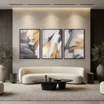 Golden Motion Trio – Canvas Printed Wall Art Set (3 Pieces) - Image 4