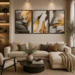 Golden Motion Trio – Canvas Printed Wall Art Set (3 Pieces) - Image 2