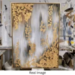 Golden Mist – Hand-Painted Contemporary Abstract Oil Painting - Image 3
