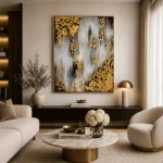 Golden Mist – Hand-Painted Contemporary Abstract Oil Painting - Image 5